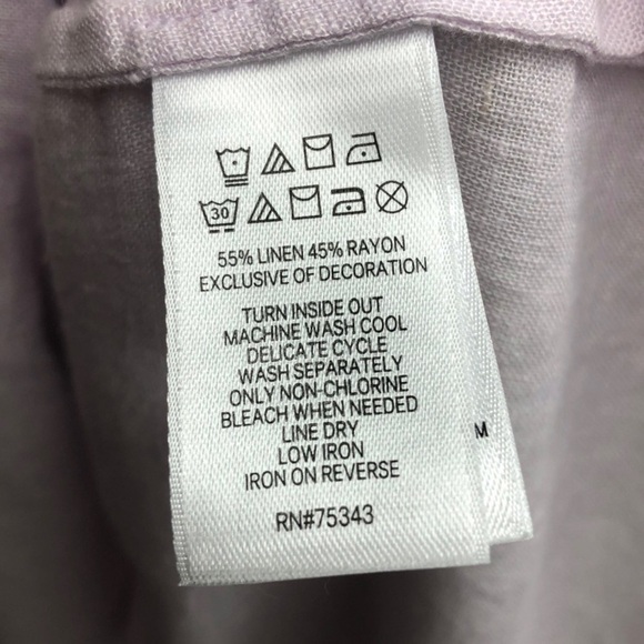 Joie Linen Blend Tiered Boho Lagenlook Lavender Semi Sheer Dress Sz Lg - Picture 9 of 12